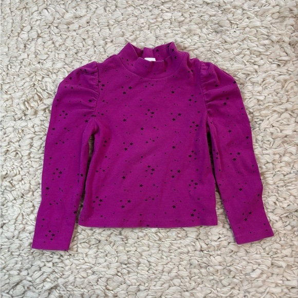 GAP Other - Girls GAP Fuchsia Black Star Long Sleeve Mock Neck Tee Size 5